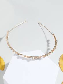 假珍珠和鑽石裝飾的頭帶,優雅動人 - 彩色 - 查看 2