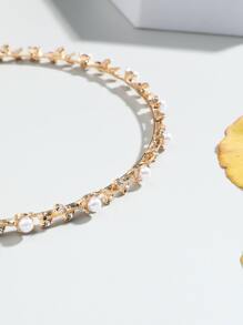 假珍珠和鑽石裝飾的頭帶,優雅動人 - 彩色 - 查看 3