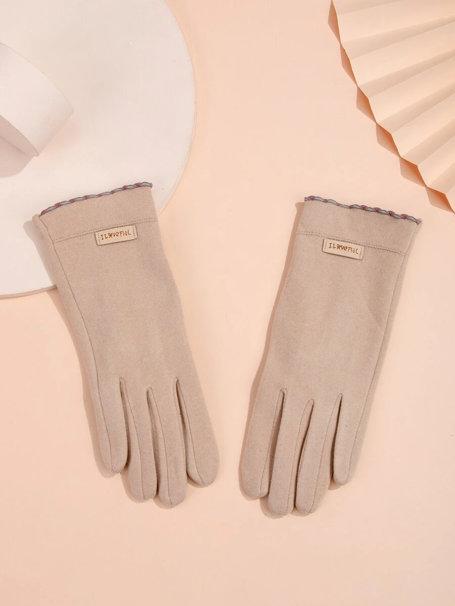 Găng tay đồ họa chữ - Màu Khaki - Xem 1