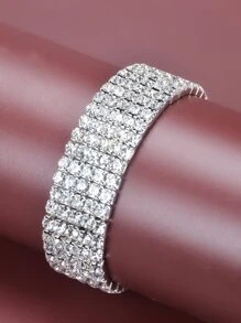 1入時尚鑽石手鍊，炫耀派對珠寶，多功能極簡手環，女性首飾 - 銀色 - 查看 11