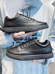 Nam Đồ họa Chữ cái Bên Giày trượt băng Nam Giải trí Giày dép - màu đen - Xem 2