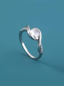 Nooxian 1 Nhẫn Micro Dát Tròn Trắng Đính Đá Cubic Zirconia, Phù Hợp Cho Phụ Nữ Đeo Hàng Ngày - Bạc - Xem 4