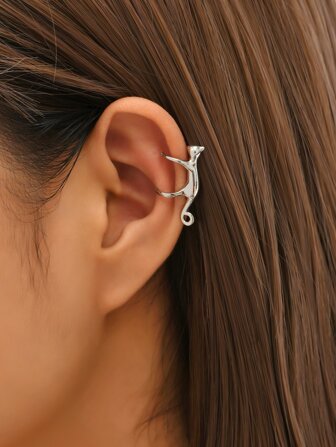 1入組鍍銀貓貓設計耳夾銅首飾類