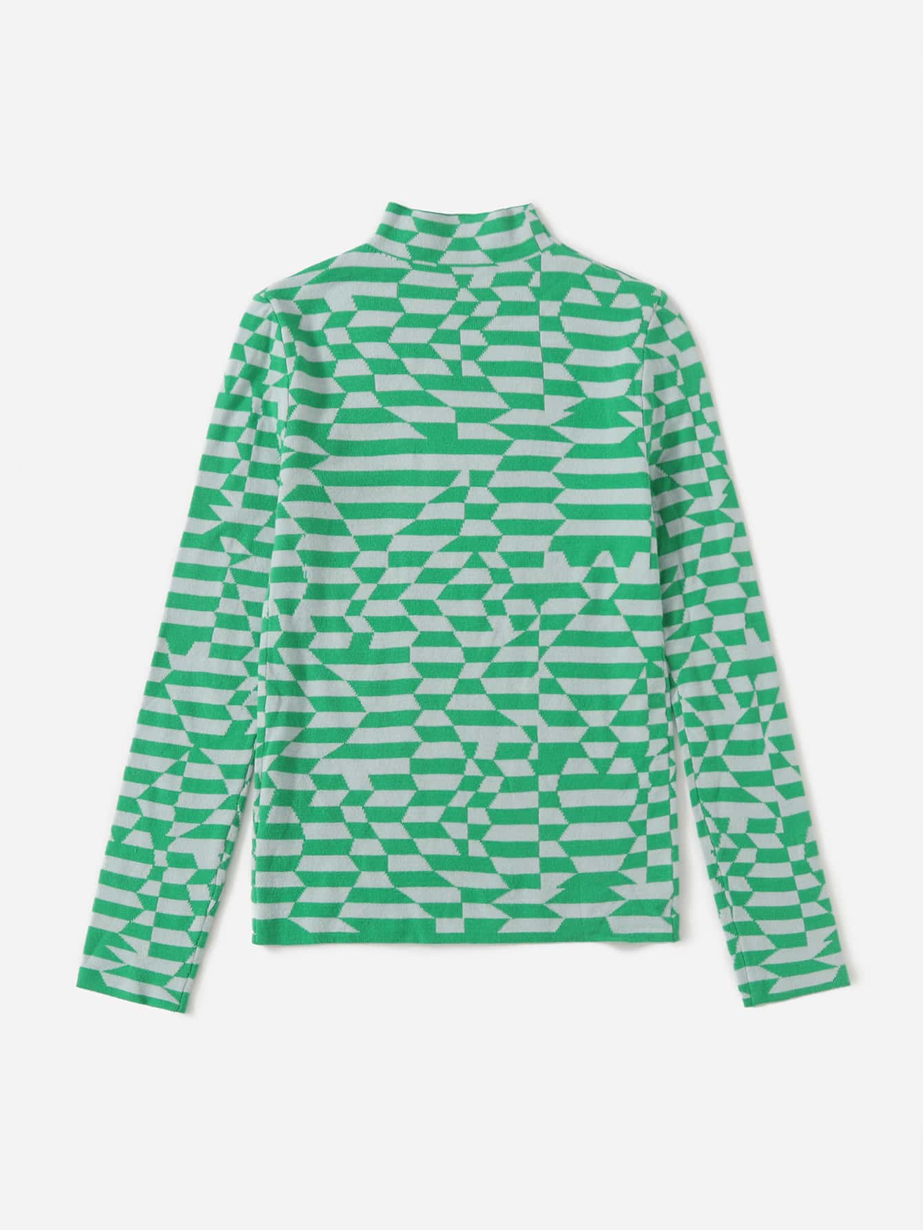 Geo Pattern Mock Neck Sweater