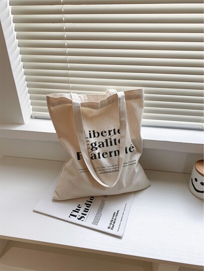 Letter Graphic Shopper Bag School Bag,Back To School,Large Capacity,Classic Casual,Foldable,Portable, Suitable For Teen Girls Women College Students,White-Collar Workers, Perfect For Back To School,First Day Of School,Middle School, High School,Shopping,Holiday, Tote Bag Large, Best Fall Inspo Ideas