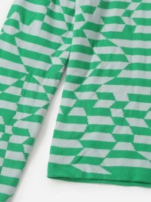 SHEIN Unity Áo len nữ Hình học Tất cả trên in Giải trí - màu xanh lá - Xem 4