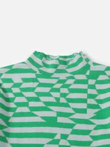 SHEIN Unity Áo len nữ Hình học Tất cả trên in Giải trí - màu xanh lá - Xem 5