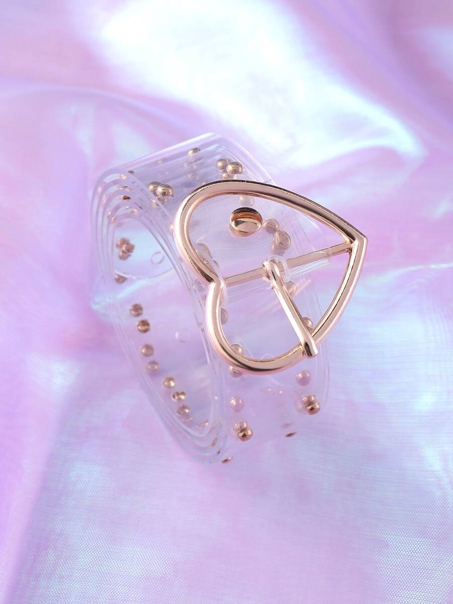 Heart Buckle Clear Belt & Hole Punch Tool - Clear - View 1