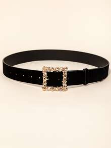 Rhinestone Detail Buckle Belt & Hole Punch Tool - Black - View 2