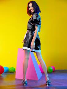 Kirana Kartawidjaja Quần đùi nữ Nút Dây kéo Khối Màu Hấp dẫn - màu đen - Xem 4