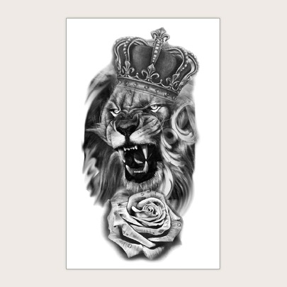 1sheet Lion Pattern Tattoo Sticker