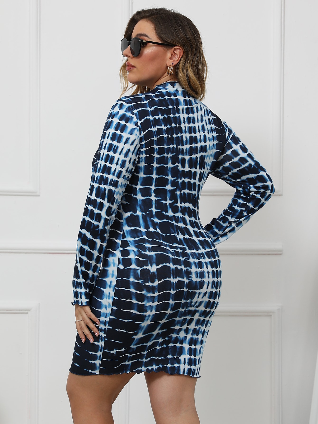 Plus Tie Dye Lettuce Trim Bodycon Dress SHEIN USA