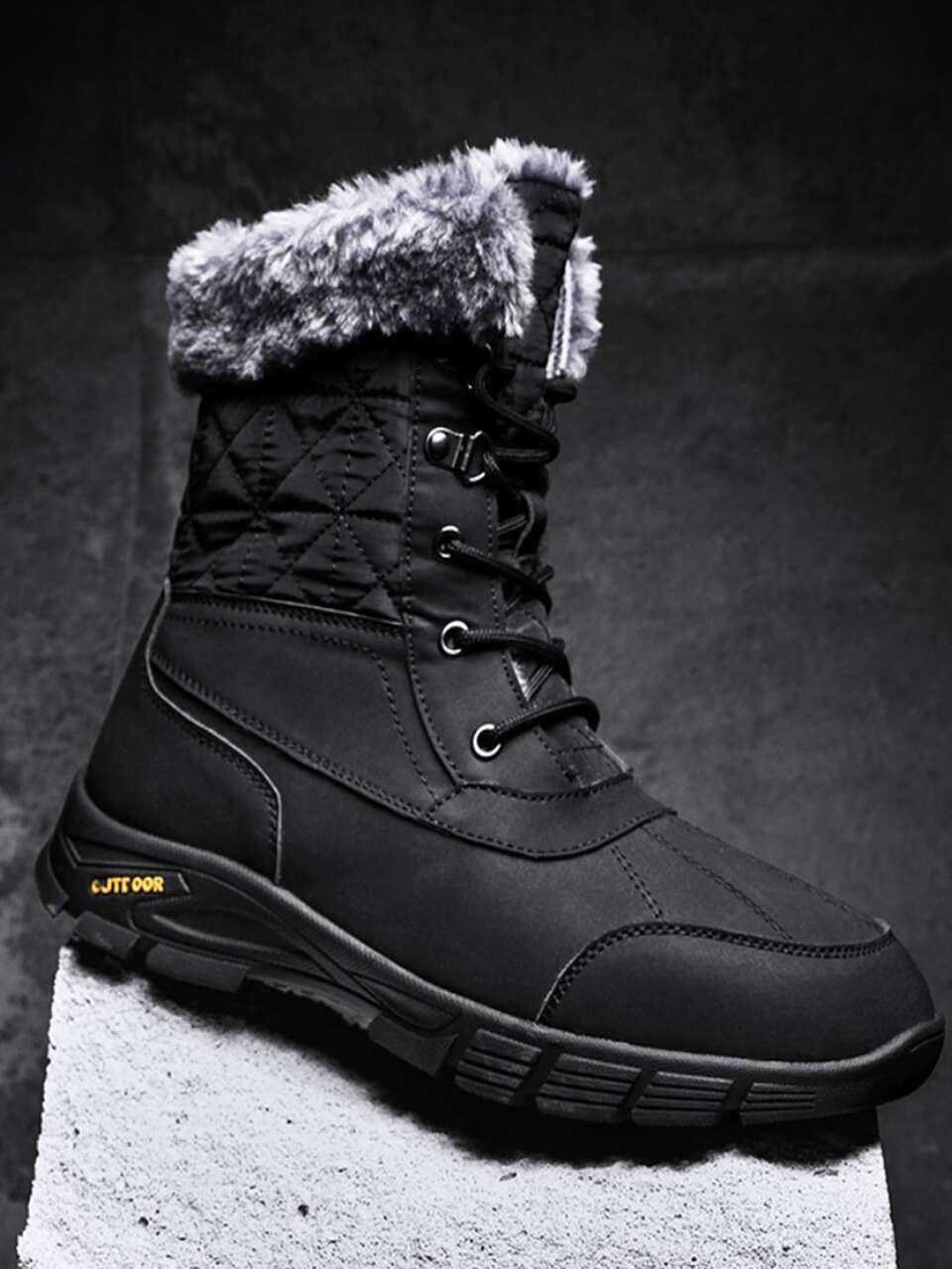 Men Lace-up Front Plush Inside Boots