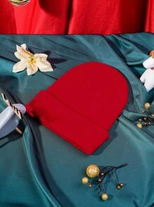 1 Pieza Gorro De Esquí Unisex Estilo Y2k, Gorro De Punto Para Hombre Con Diseño De Ciervo Para El Calor Invernal, Gorro Para Actividades Al Aire Libre Y Desplazamientos Diarios - Rojo - Ver 3