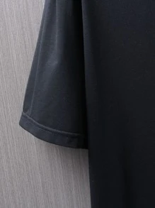 Manfinity 男士字母和筆刷圖案T恤 - 黑色 - 查看 6