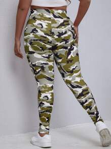 Plus Camo Print Leggings - Multicolor - View 2