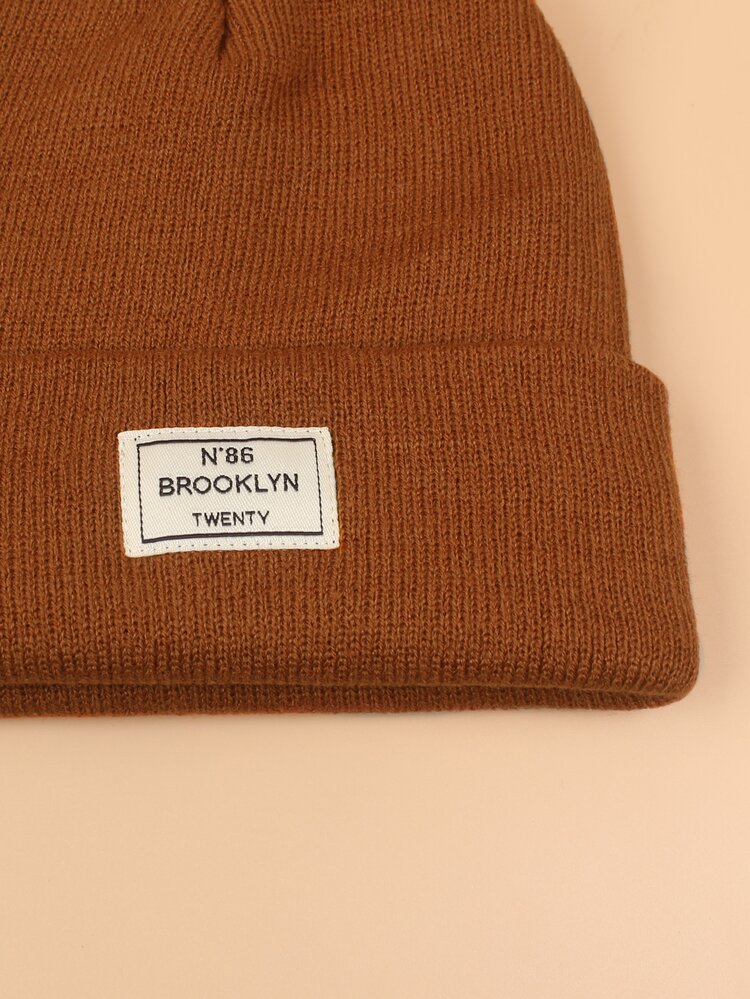 Label Patch Beanie - Rust Brown - View 3