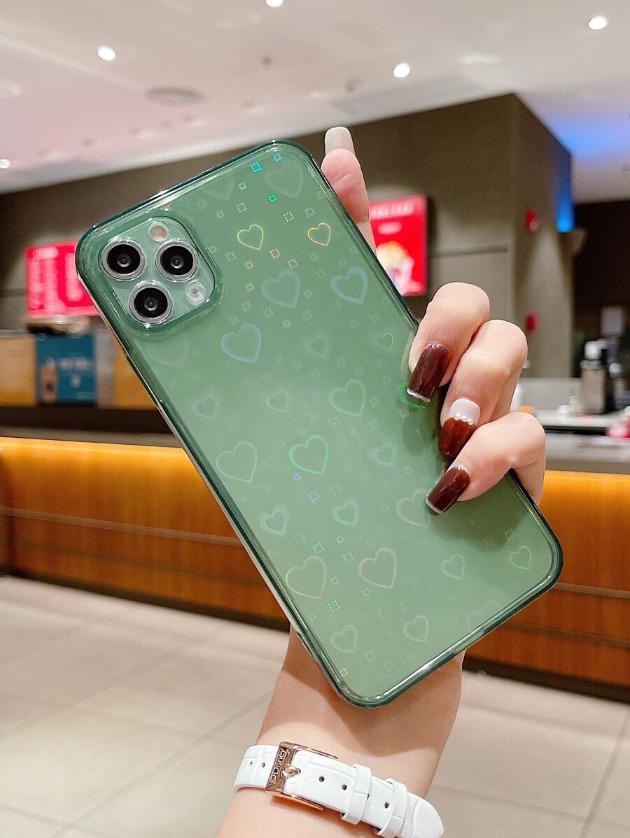 帶心紙透明手機殼 - 綠色 - 查看 1