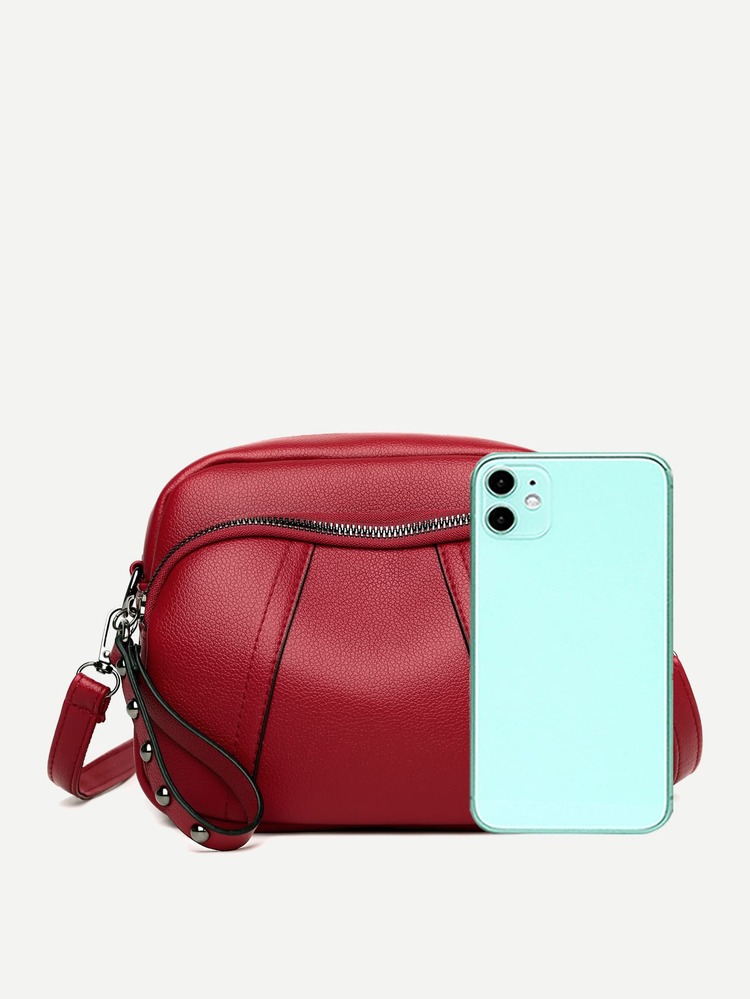 極簡風格多隔間方包 - 紅色 - 查看 4