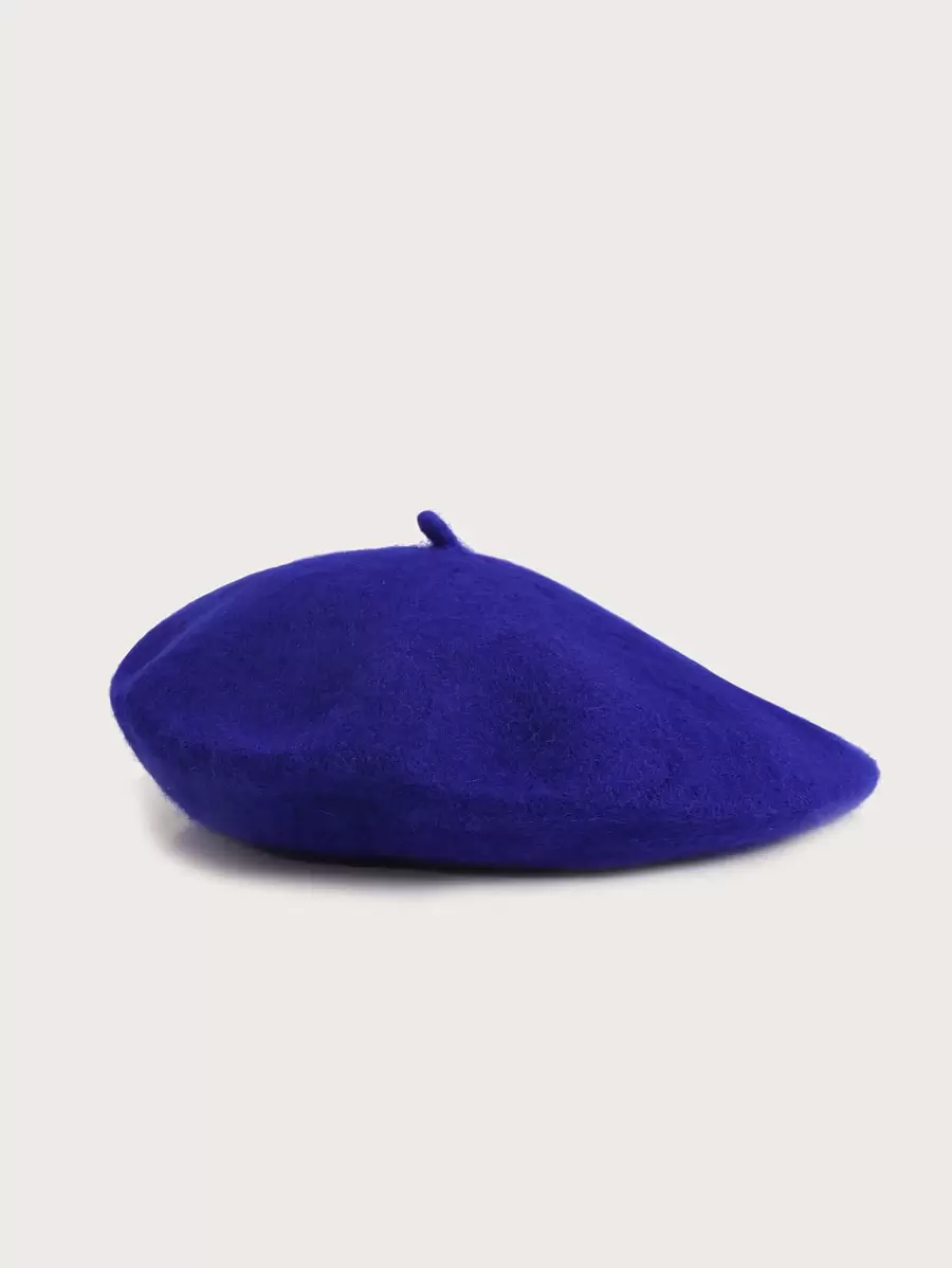 Elegant Solid Beret Cap For Daily Use - Royal Blue - View 1