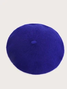 Elegant Solid Beret Cap For Daily Use - Royal Blue - View 2