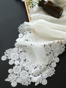 Camino de mesa con patrón de flor - Blanco - Ver 5