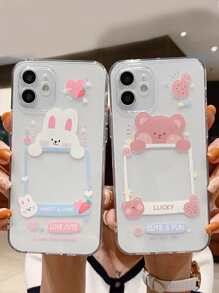 2 piezas pareja con estampado de dibujos animados Funda de celular transparente - Multicolor - Ver 1