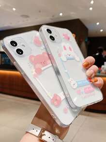 2 piezas pareja con estampado de dibujos animados Funda de celular transparente - Multicolor - Ver 2