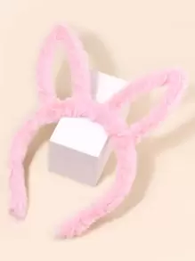 Diadema con decoración de orejas de conejo esponjosas para adolescentes - Rosa Pálido - Ver 1