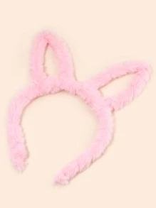 Diadema con decoración de orejas de conejo esponjosas para adolescentes - Rosa Pálido - Ver 4