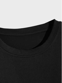 ROMWE MEN 休閒人像 字母男士上衣 - 黑色 - 查看 4