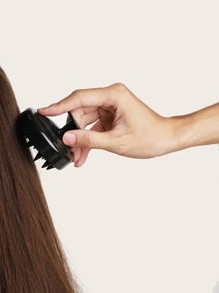 頭髮頭皮洗髮刷軟頭皮按摩器女士和男士頭皮護理 - 黑色 - 查看 2