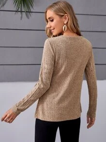 SHEIN Maternity Ribbed Knit Knot Front Tee