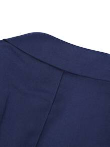 CLOUDSTYLE Men Solid Single Button Lapel Neck Blazer - Navy Blue - View 4