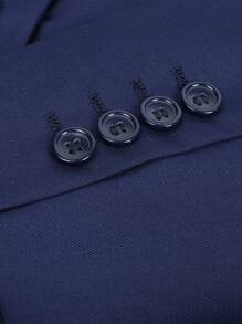 CLOUDSTYLE Men Solid Single Button Lapel Neck Blazer - Navy Blue - View 5