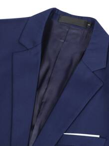 CLOUDSTYLE Men Solid Single Button Lapel Neck Blazer - Navy Blue - View 6