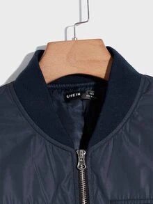 Manfinity Men Flap Pocket Bomber Jacket - Navy Blue - View 3