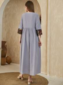 Mulvari Váy Ả Rập mép Bộ lạc Boho - Xám - Xem 2