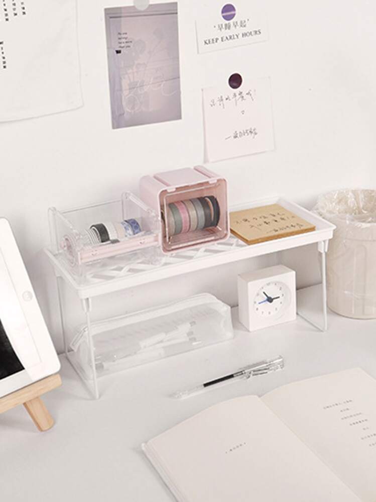 1 pieza Estante de almacenaje plegable escritorio - Blanco - Ver 1