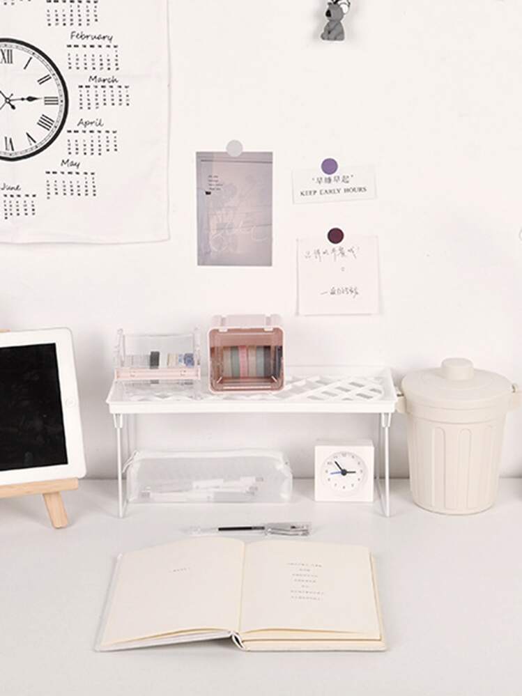 1 pieza Estante de almacenaje plegable escritorio - Blanco - Ver 4