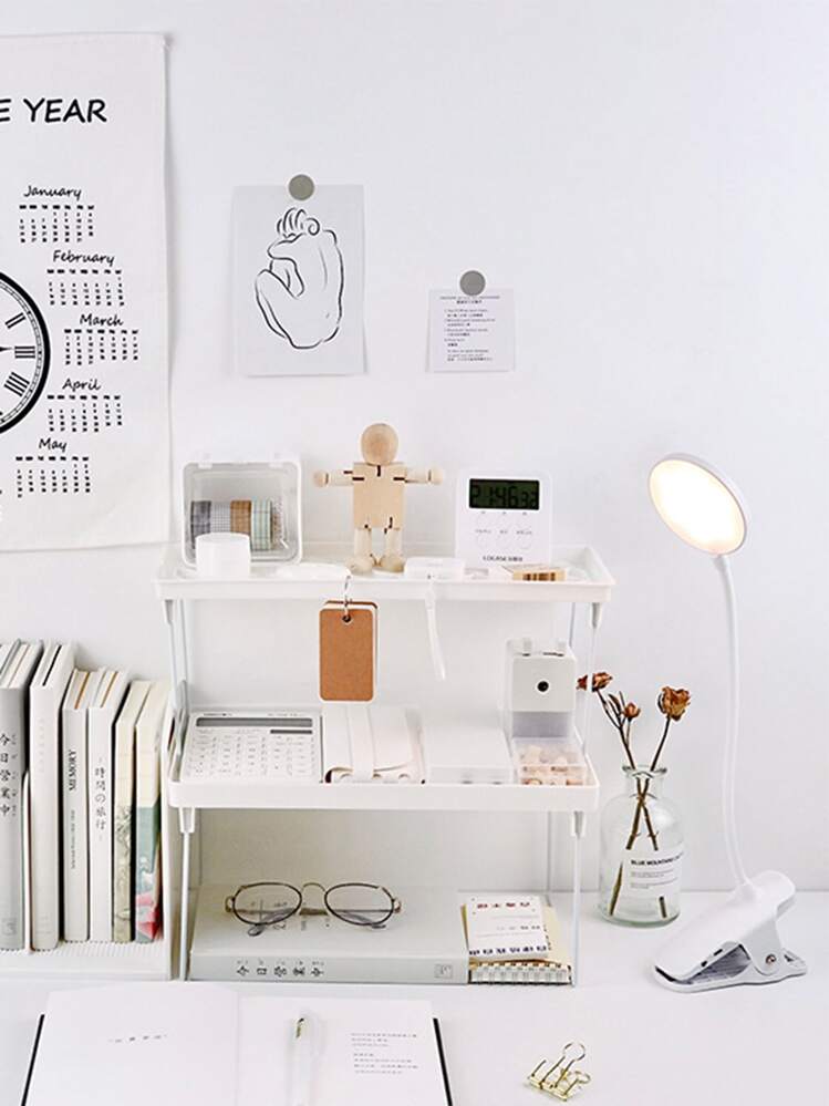 1 pieza Estante de almacenaje plegable escritorio - Blanco - Ver 5