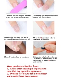 24入組卡通貓貓圖案假指甲和1張織帶和1入組指甲銼 - 藍白色 - 查看 5