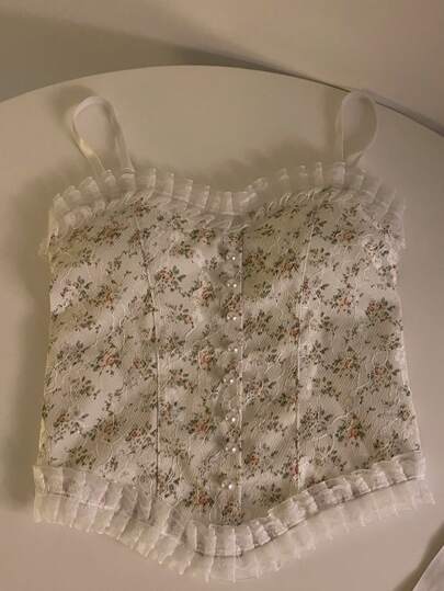 Honeyspot 小花柄 フリルトリム シャードキャミソール