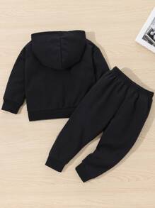 Baby Kangaroo Pocket Hoodie & Joggers - Black - View 2