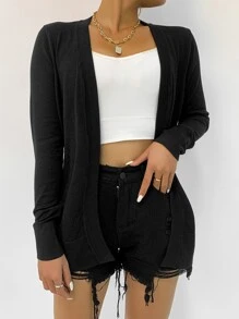 AAmilife 纯色休闲设计开衫 - 黑色 - 查看 6