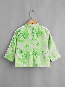 SHEIN 小女童紮染西裝領雙口袋前外套