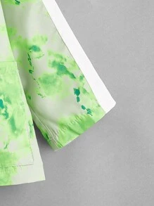 SHEIN 小女童紮染西裝領雙口袋前外套