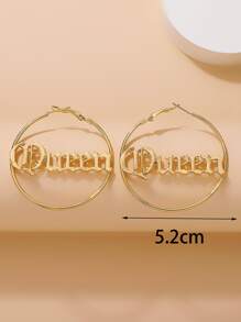 Letter Detail Hoop Earrings - Yellow Gold - View 4