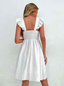 Breezaya Đầm Dải chun màu trơn Boho - trắng - Xem 2