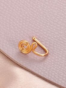 Cuff de nariz con diseño espiral unisex moda punk joyería piercing cuerpo - Amarillo Oro - Ver 2